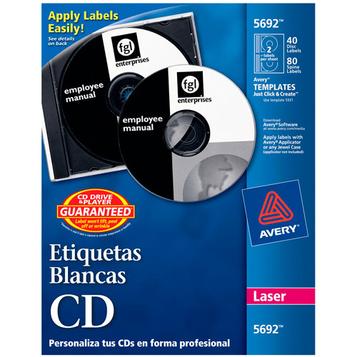 etiqueta para laser avery 5692 laser para cd dvd con 40 blanca mate etiquetas para cds