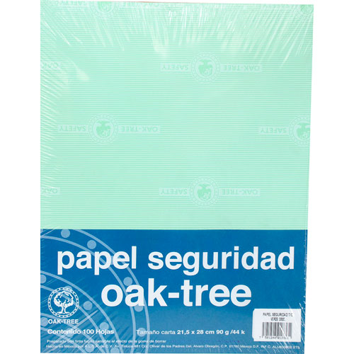 Foto de Papel de Seguridad Verde Oscuro Tamaño Carta OAK Tree de 90 G 