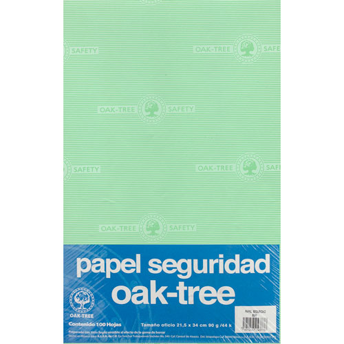 Foto de Papel de Seguridad Verde Oscuro Tamaño Oficio OAK Tree de 90 G 