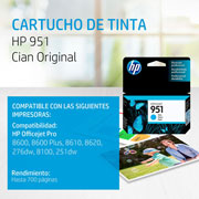 Foto de CARTUCHO DE TINTA HP 951 CIAN ORIGINAL CN050AL 